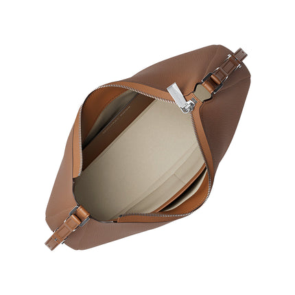 Michael Kors Women's Nolita Medium Pebbled Leather Shoulder Bag Luggage/Silver