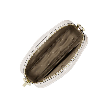 Michael Kors Women's Jet Set Small Signature Logo Camera Crossbody Bag Light Cream Multi/Gold