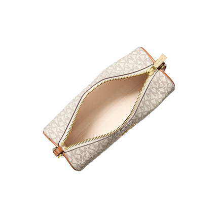 Michael Kors Women's Izzy Small Signature Logo Barrel Pochette Vanilla/Acorn/Gold