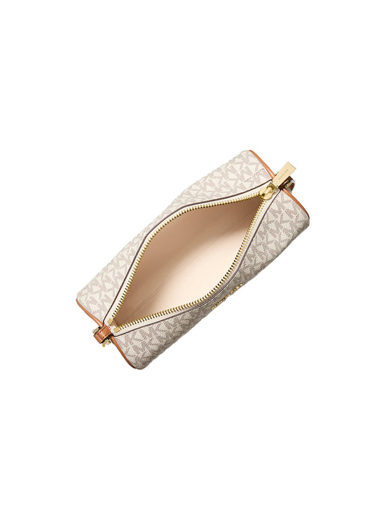 Michael Kors Women's Izzy Small Signature Logo Barrel Pochette Vanilla/Acorn/Gold