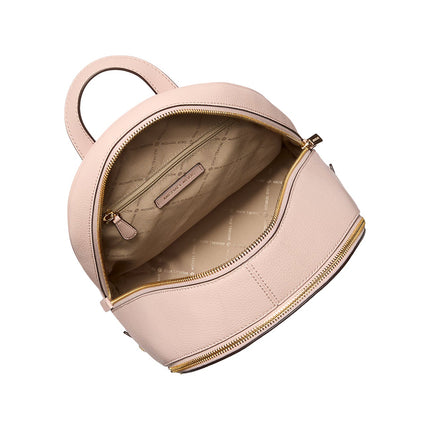 Michael Kors Women's Rhea Medium Pebbled Leather Backpack Powder Blush/Gold