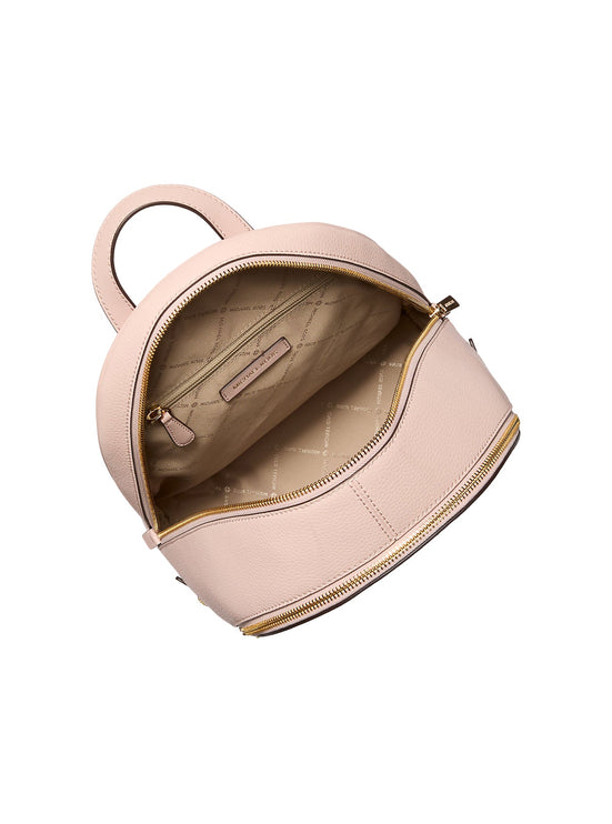 Michael Kors Women's Rhea Medium Pebbled Leather Backpack Powder Blush/Gold