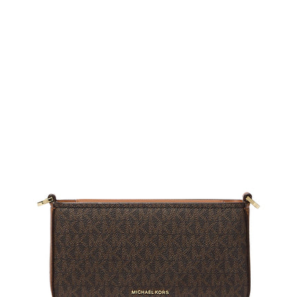 Michael Kors Women's Bryant Small Signature Logo Convertible Pochette Bag Brown/Acorn/Gold