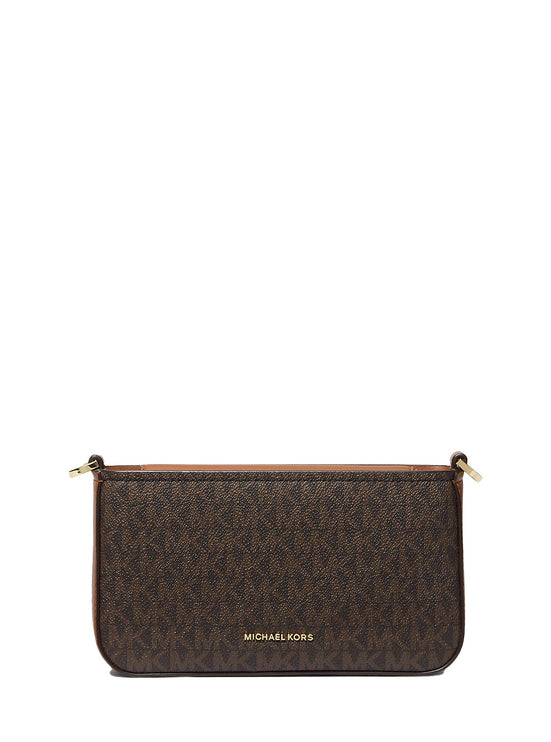 Michael Kors Women's Bryant Small Signature Logo Convertible Pochette Bag Brown/Acorn/Gold