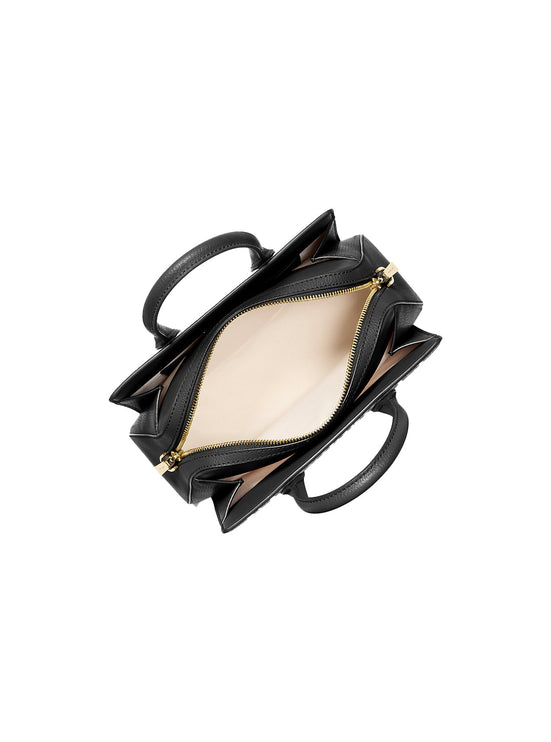 Michael Kors Women's Laila Small Pebbled Leather Satchel Black/Gold