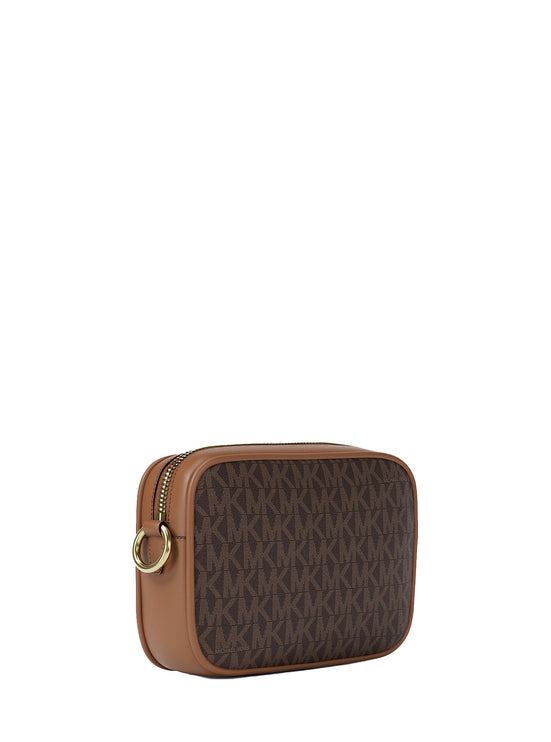 Michael Kors Women's Jet Set Small Signature Logo Camera Crossbody Bag Brown/Gold