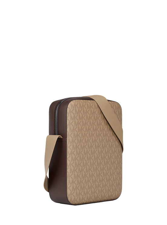 Michael Kors Men's Cooper Signature Logo Flight Bag Camel