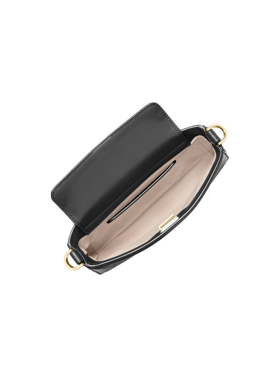 Michael Kors Women's Bryant Small Pebbled Leather Convertible Pochette Bag Black/Gold