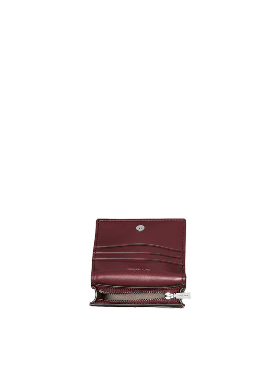 Michael Kors Women's Hamilton Moderne Small Leather Wallet Oxblood/Silver