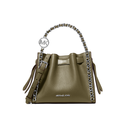 Michael Kors Women's Mina Small Chain Convertible Crossbody Bag Olive/Silver
