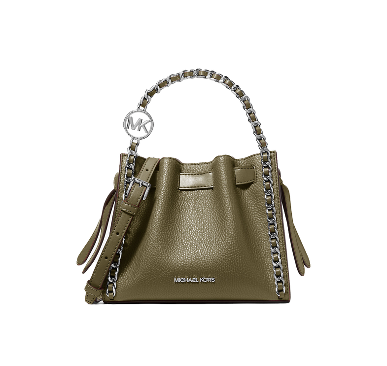 Michael Kors Women's Mina Small Chain Convertible Crossbody Bag Olive/Silver