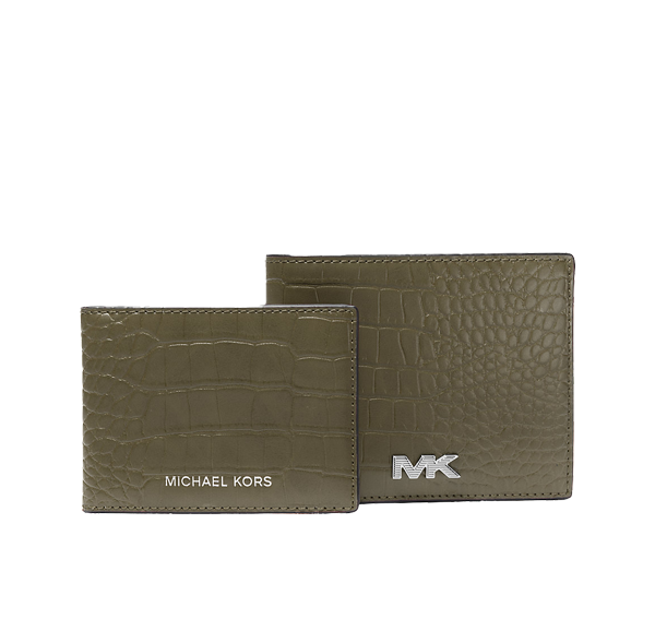 Michael Kors Men's Rivington Billfold Wallet With Passcase Olive