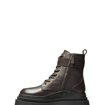 Michael Kors Women's Colby Leather Combat Boot Chocolate