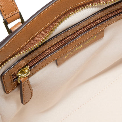 Michael Kors Women's Taryn Small Signature Logo and Leather Convertible Crossbody Bag Brown/Acorn