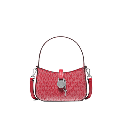 Michael Kors Women's Lyra Extra-Small Signature Logo Crossbody Bag Bright Red