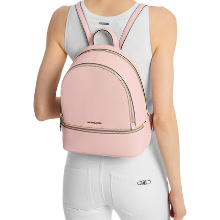 Michael Kors Women's Rhea Medium Pebbled Leather Backpack Powder Blush/Gold