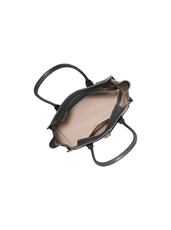 Michael Kors Women's Hamilton Moderne Small Leather Satchel Bag Black/Gold