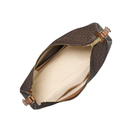 Michael Kors Women's Nolita Medium Signature Logo Shoulder Bag Brown/Acorn/Gold