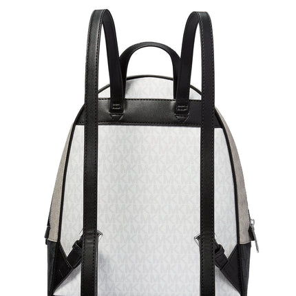 Michael Kors Women's Rhea Medium Color-Block Signature Logo Backpack Optic White Multi