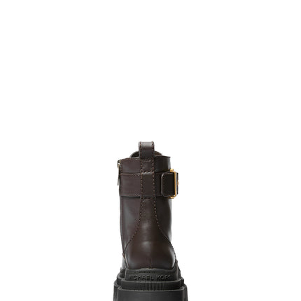 Michael Kors Women's Colby Leather Combat Boot Chocolate