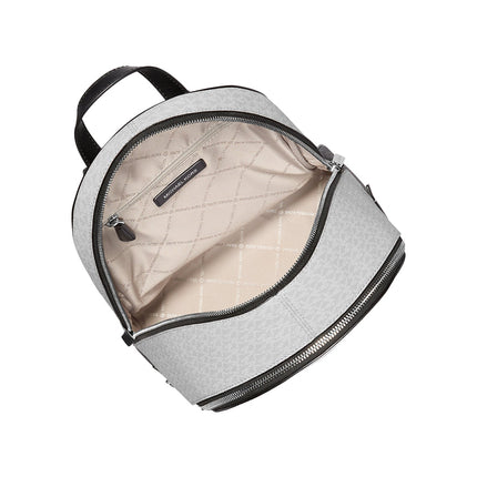 Michael Kors Women's Rhea Medium Color-Block Signature Logo Backpack Optic White Multi