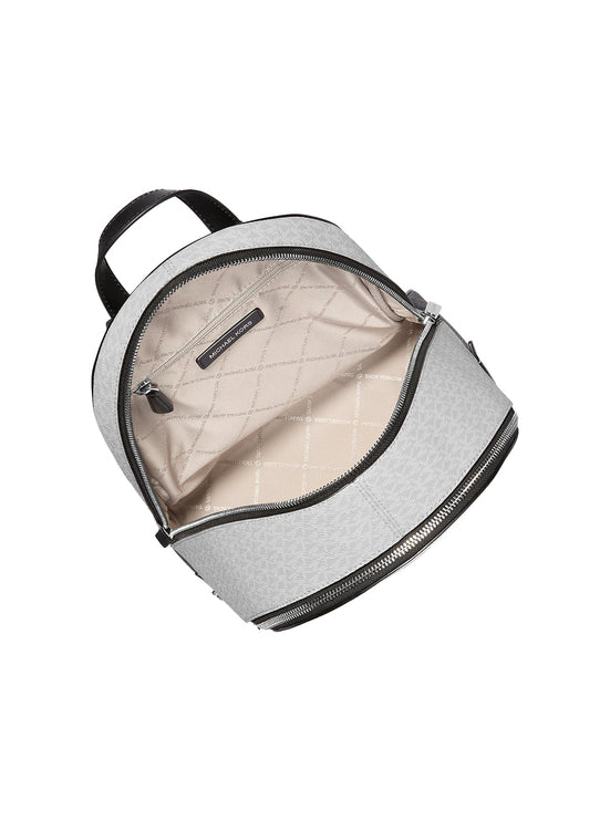 Michael Kors Women's Rhea Medium Color-Block Signature Logo Backpack Optic White Multi