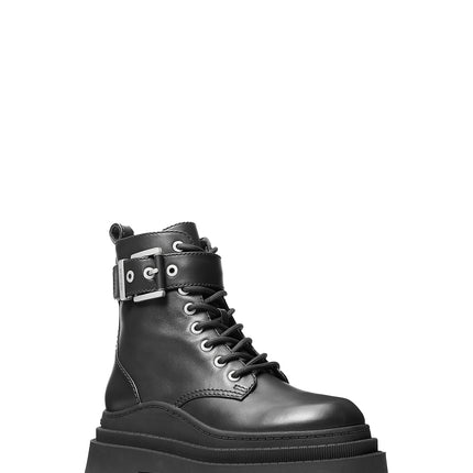 Michael Kors Women's Colby Leather Combat Boot Black