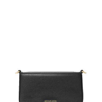Michael Kors Women's Bryant Small Pebbled Leather Convertible Pochette Bag Black/Gold