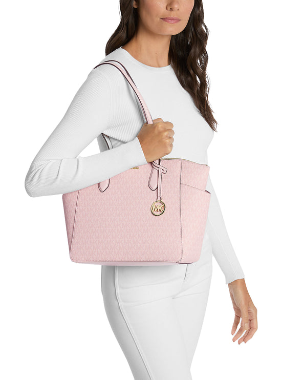 Michael Kors Women's Marilyn Medium Signature Logo Tote Bag Powder Blush Multi/Gold