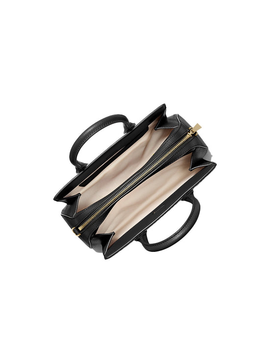 Michael Kors Women's Laila Small Pebbled Leather Satchel Black/Gold