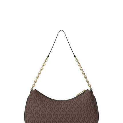 Michael Kors Women's Nolita Medium Signature Logo Chain Pochette Bag Brown/Black/Gold