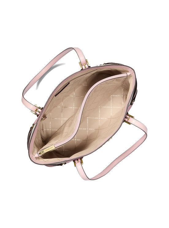 Michael Kors Women's Voyager Large Color-Block Signature Logo Tote Bag Powder Blush Multi