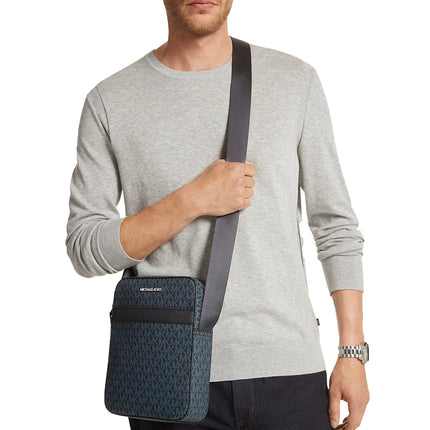 Michael Kors Men's Cooper Signature Logo Flight Bag Admiral Plblue