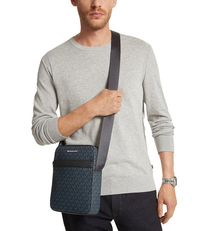 Michael Kors Men's Cooper Signature Logo Flight Bag Admiral Plblue