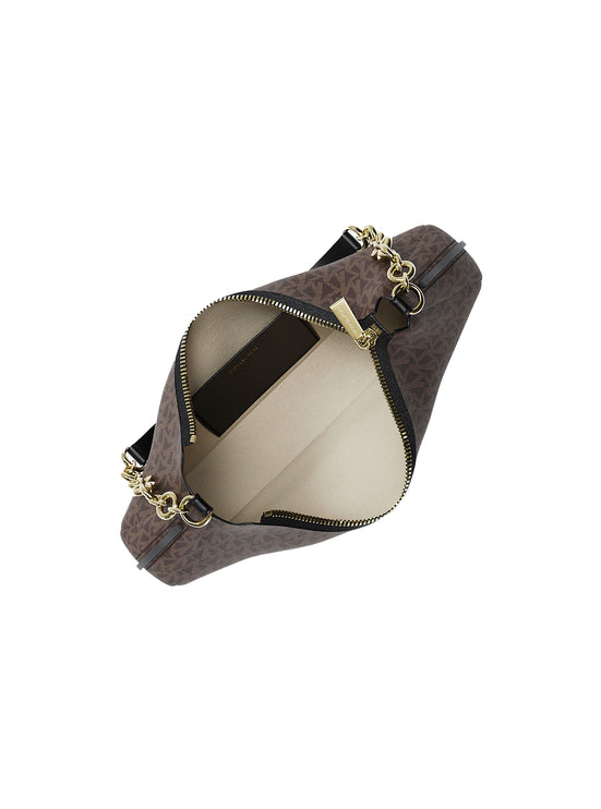 Michael Kors Women's Nolita Medium Signature Logo Chain Pochette Bag Brown/Black/Gold