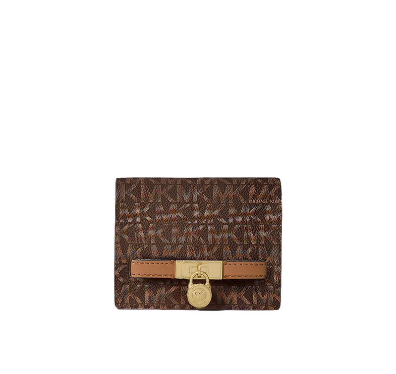 Michael Kors Women's Hamilton Moderne Small Signature Logo Wallet Brown/Acorn