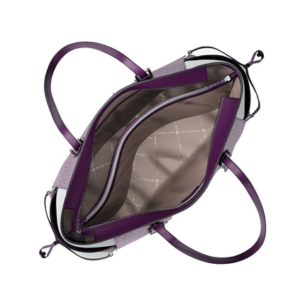 Michael Kors Women's Voyager Large Color-Block Signature Logo Tote Bag Dark Purple Ml