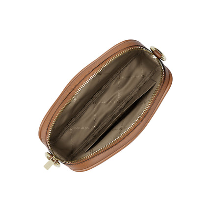 Michael Kors Women's Jet Set Small Signature Logo Camera Crossbody Bag Brown/Gold