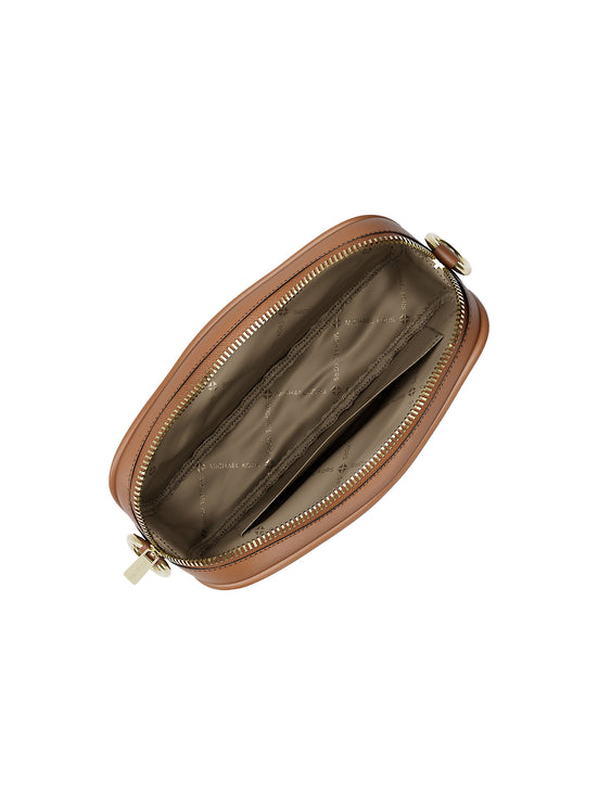 Michael Kors Women's Jet Set Small Signature Logo Camera Crossbody Bag Brown/Gold