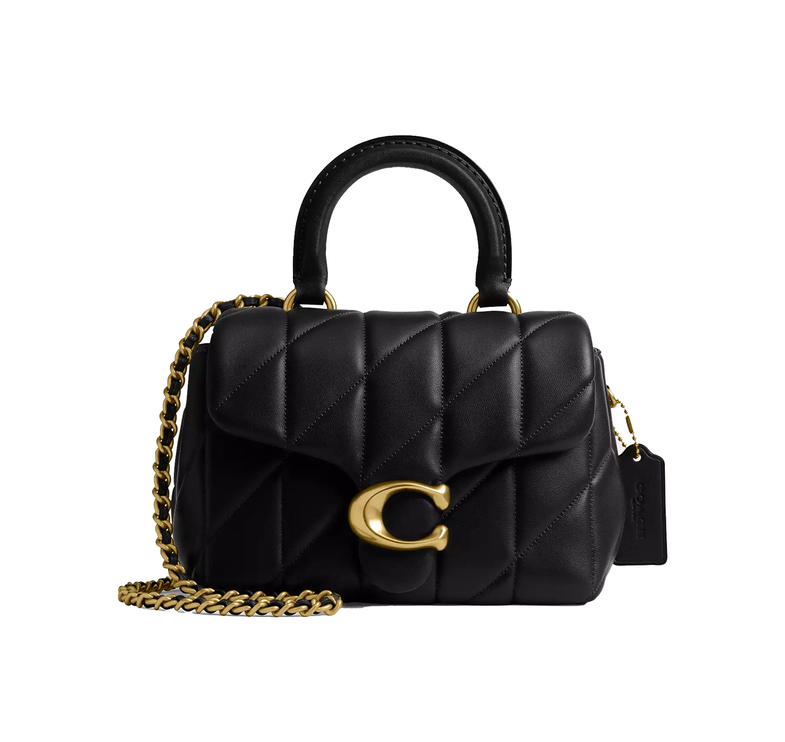 Coach Women's Tabby Top Handle Bag With Quilting Brass/Black