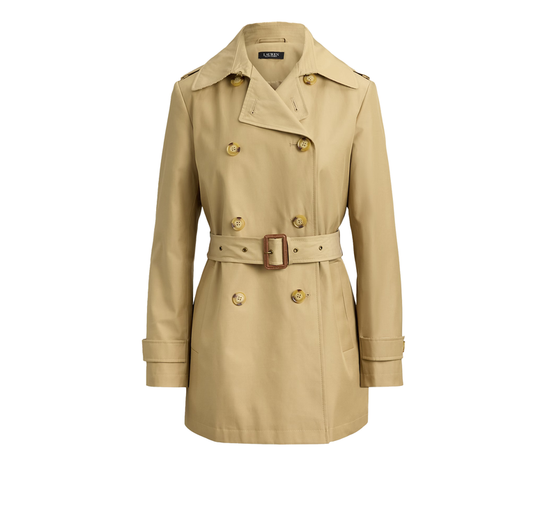 Polo Ralph Lauren Women's Double-Breasted Cotton-Blend Trench Coat Birch Tan