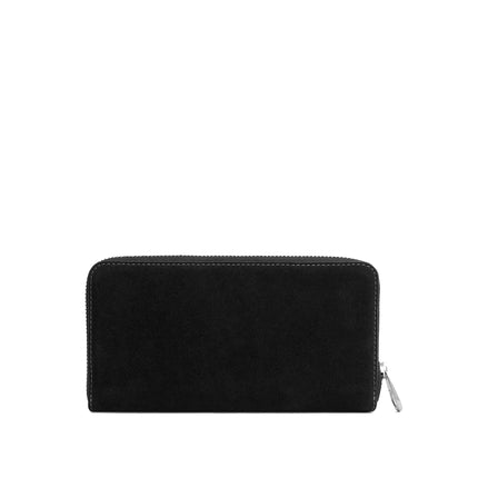 Coach Women's Long Zip Around Wallet Suede/Silver/Black