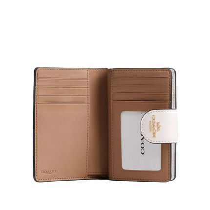 Coach Women's Medium Corner Zip Wallet In Signature Canvas Gold/Sand/Chalk