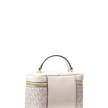 Michael Kors Women's Vivi Small Signature Logo Vanity Crossbody Bag Light Cream Multi/Gold
