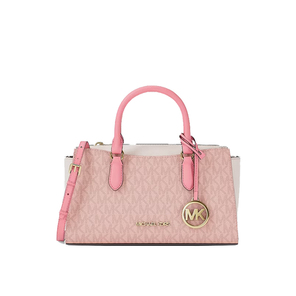 Michael Kors Women's Arden Small Color-Block Signature Logo Messenger Bag Powder Blush Multi