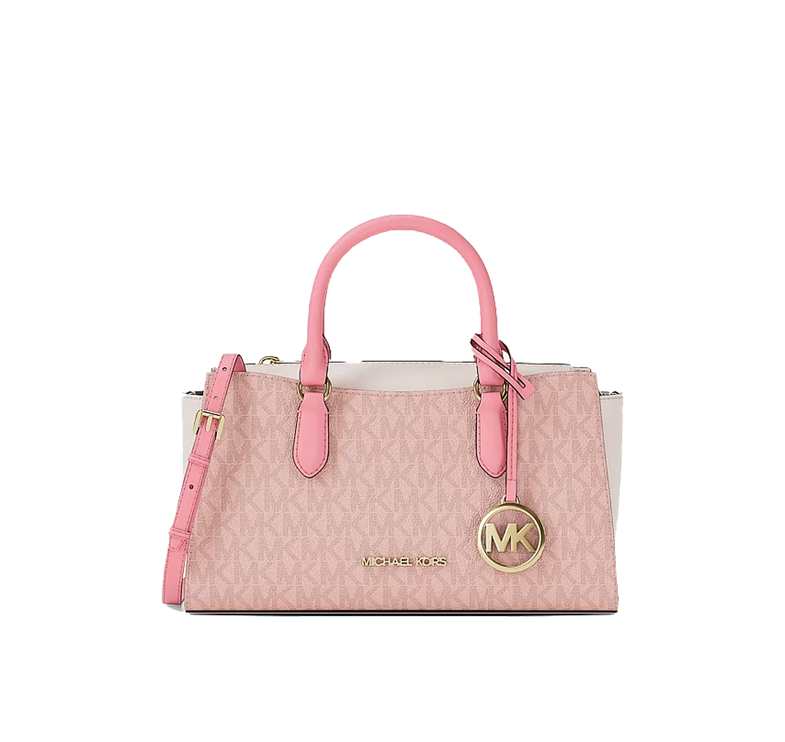Michael Kors Women's Arden Small Color-Block Signature Logo Messenger Bag Powder Blush Multi
