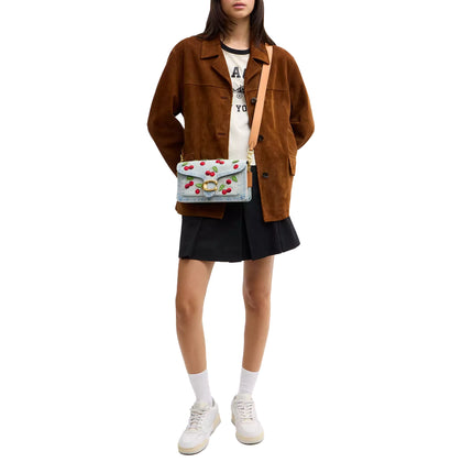 Coach Women's Tabby Shoulder Bag 26 With Cherry Embroidery Brass/Denim