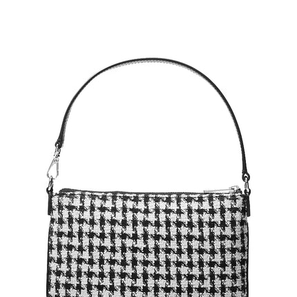 Michael Kors Women's Jet Set Travel Woven Houndstooth Convertible Wristlet Black/Light Cream