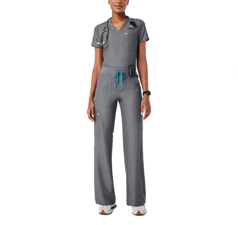 FIGS Women's High Waisted Isabel Wide Leg Scrub Pants Graphite