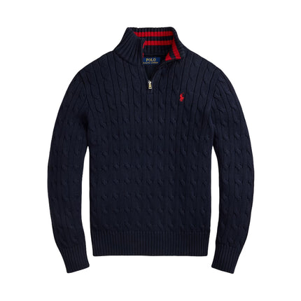 Polo Ralph Lauren Boy's Cable-Knit Cotton Quarter-Zip Sweater RL Navy